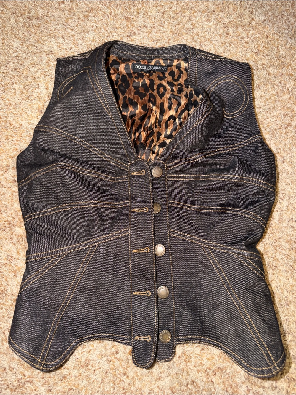 Vintage 1990s DOLCE & GABBANA Denim and Leopard Jacket - Size 38